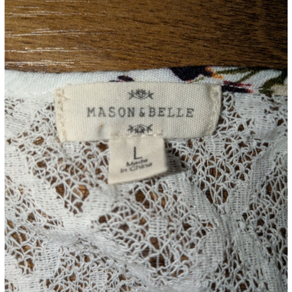 Mason & Belle Tank Womens Large White Lace Bohemian Cottagecore Sleeveless Flowy - Picture 8 of 8